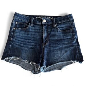 American Eagle Outfitters Women's Deep Indigo Distressed Denim Jean Shorts Sz 8